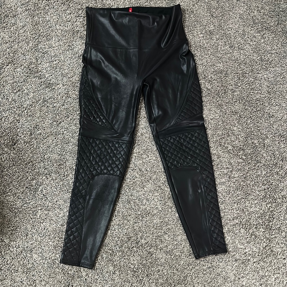 Like new! SPANX moto faux leather leggings.
